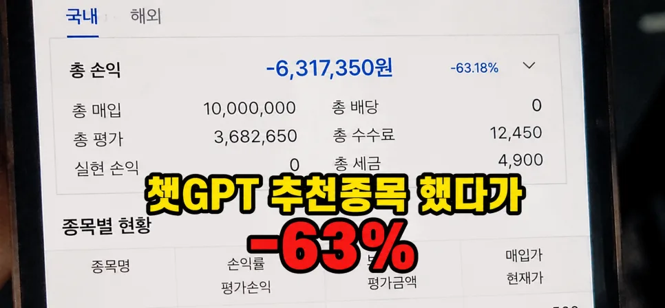 AI 주식 추천, 챗GPT 손실률 -63%? 실제 투자 성적 2026