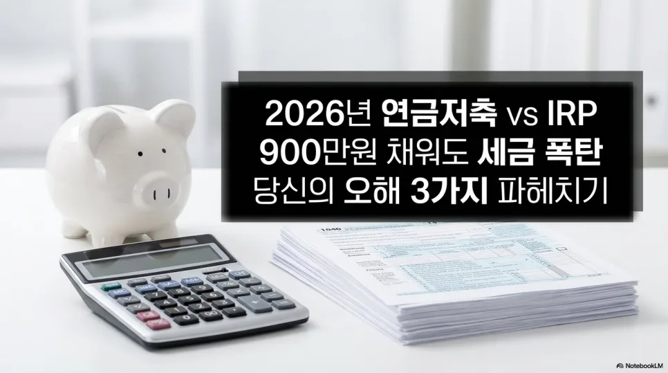 2026년 연금저축 vs IRP: 900만원 채워도 세금 폭탄? 당신의 오해 3가지