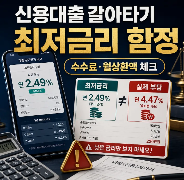 신용대출 갈아타기 2026: 최저금리 함정 피하는 법 5가지
