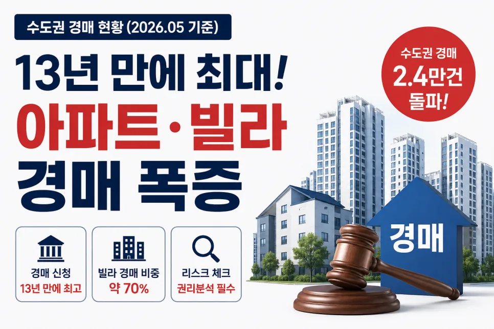 부동산 경매 물건 2026년 급증 전망: 수도권 현황 및 투자 전략
