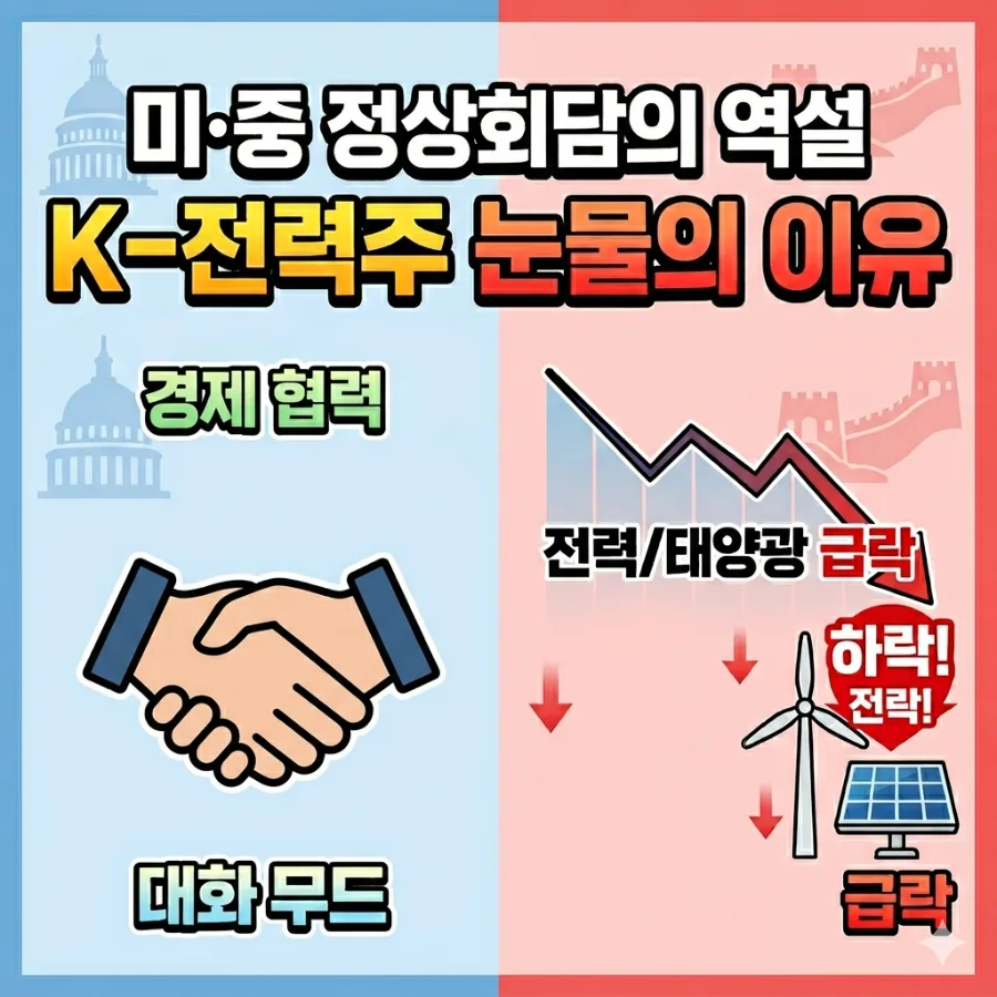 미중 정상회담 후 K-전력주 급락 원인 2026년 분석