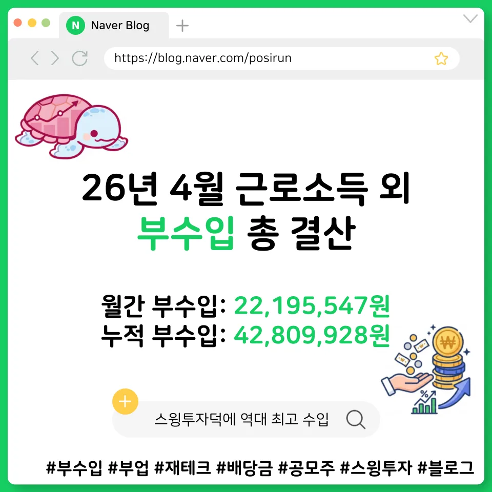 직장인 부수입 2026년 4월 결산: 스윙 투자로 2,219만원 달성 비결