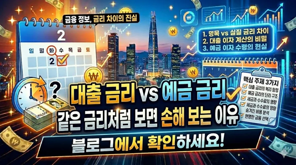 2026년 대출 vs 예금 금리, 세후 실질 금리 비교 분석