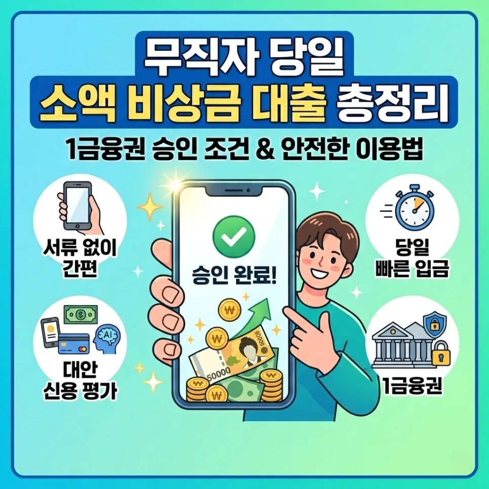 무직자 당일 대출 2026: 1금융권 소액 비상금 찾는 법