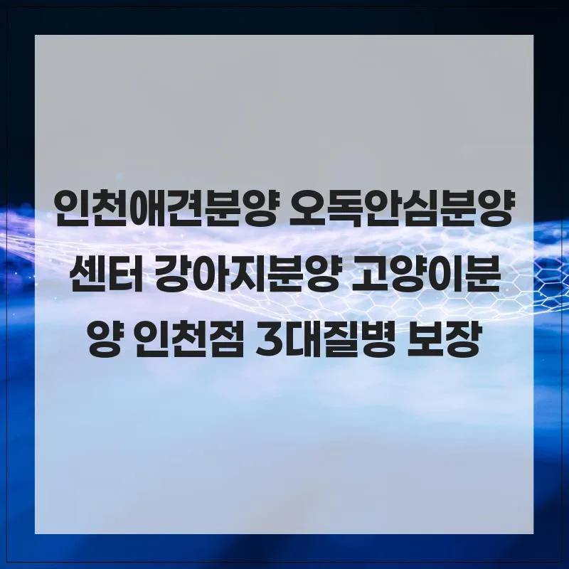 인천 강아지 고양이 분양 2026: 오독안심센터 입양 가이드 2