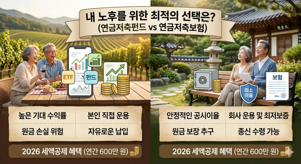 연금저축펀드 vs 보험 2026년 완벽 비교: 세액공제, 수익률, 장단점 총정리 2