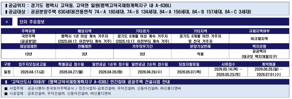 평택 고덕신도시 아테라 분양가, 조건 완벽 분석 (2026년) 2