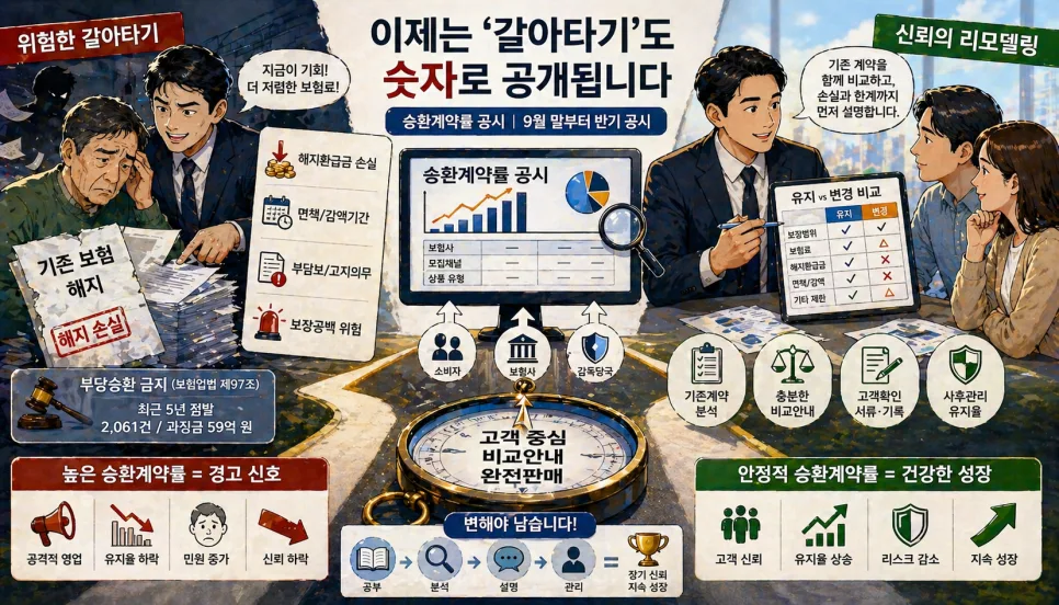 승환계약률 공시 의무 2026: 보험 설계사 영업 전략 변화 2