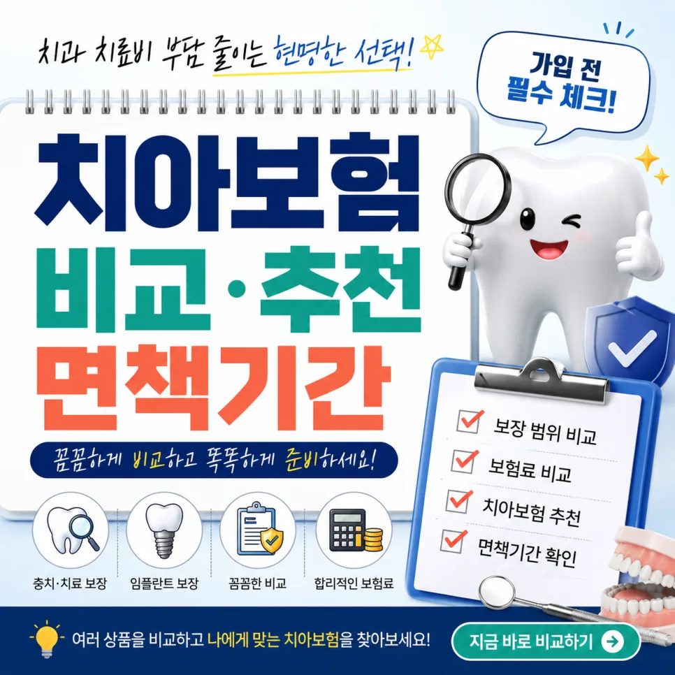 치아보험 2026년, 30대 필수 체크리스트: 면책기간부터 추천까지 — 비즈니스·경제 — dltkd5452