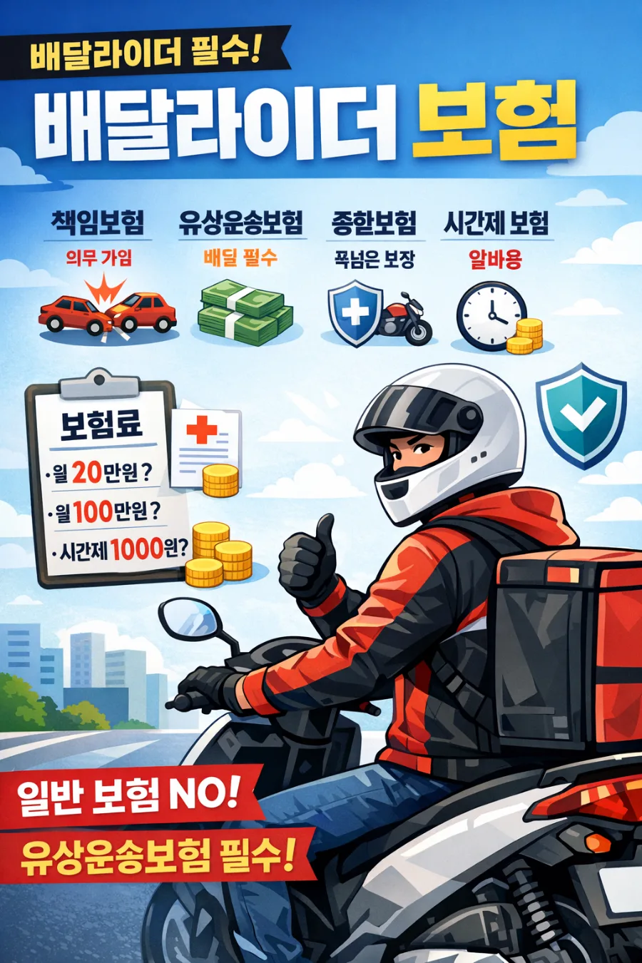 배달라이더 보험 종류별 비교 및 2026년 예상 보험료 총정리