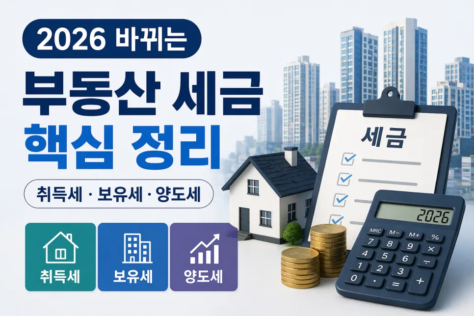 2026 부동산 세금 변화: 취득·보유·양도세 절세 전략 총정리