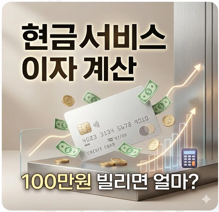 신용카드 현금서비스 이자, 100만원 빌리면 실제 얼마? 2026년 총정리