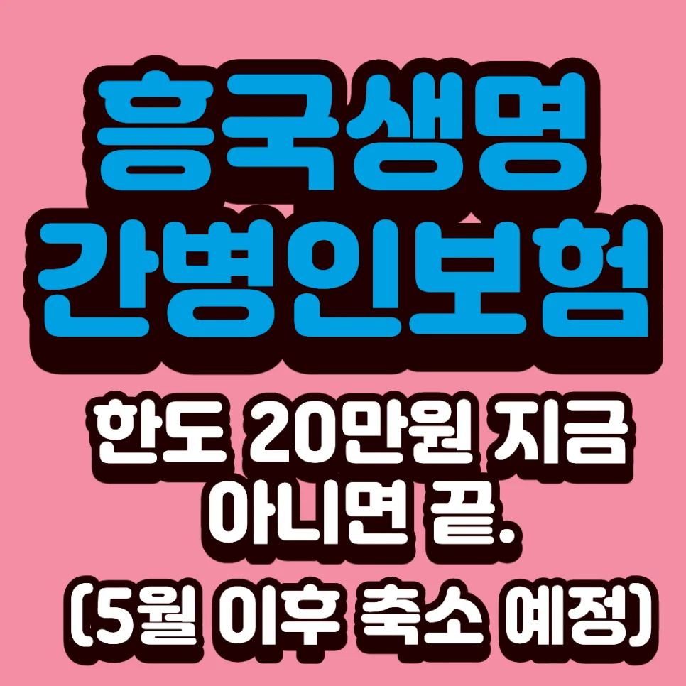 흥국생명 간병인보험, 2026년 5월 이전 가입 팁 3가지