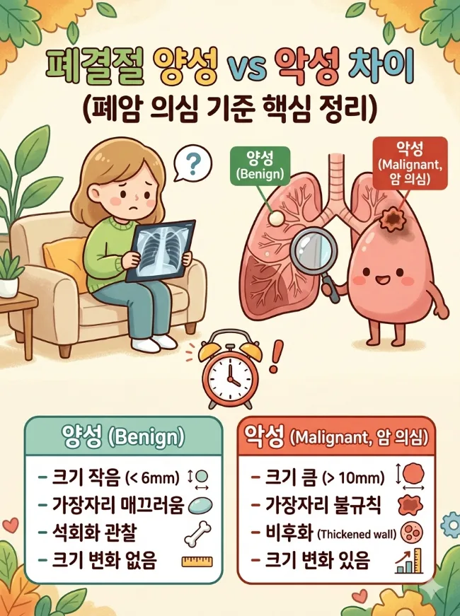 폐결절 양성 악성 구분법 2026: CT 기준과 암 의심 신호 총정리