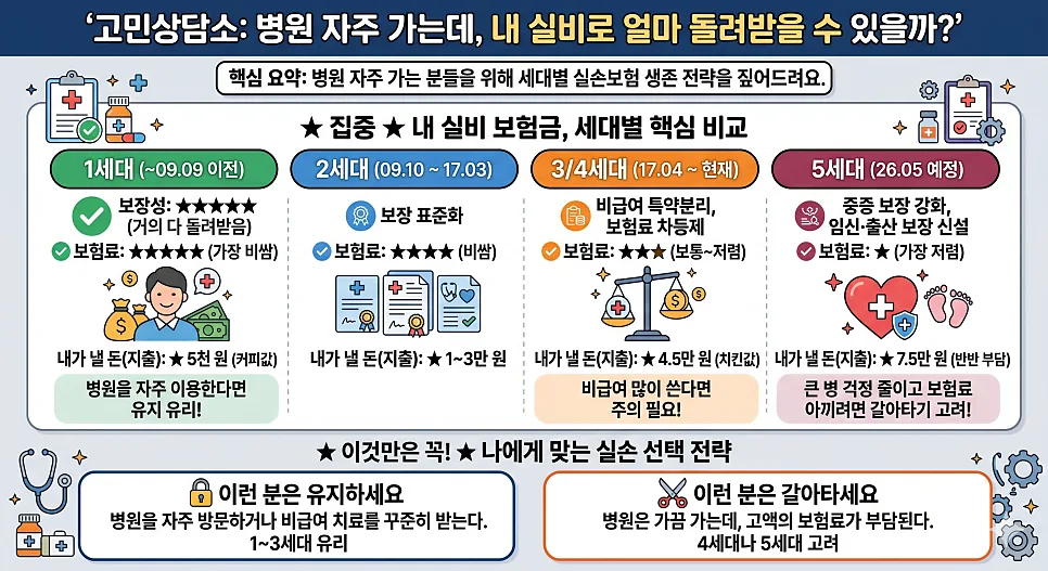 실손보험 세대별 환급금 비교 2026: 내 보험은 얼마 받을까?