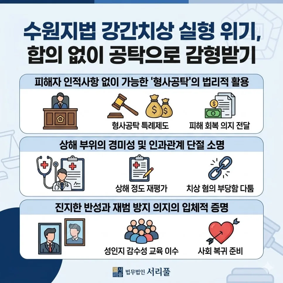 수원지법 강간치상 실형 위기, 합의 없이 공탁으로 감형받는 법 2026 2