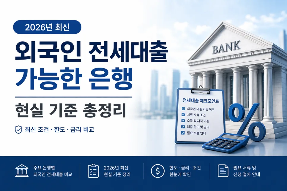 2026년 외국인 전세대출: 가능한 은행과 현실적 기준 총정리