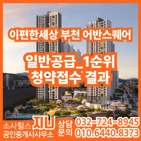이편한세상 부천 어반스퀘어 1순위 청약 결과, 타입별 경쟁률 분석 2026
