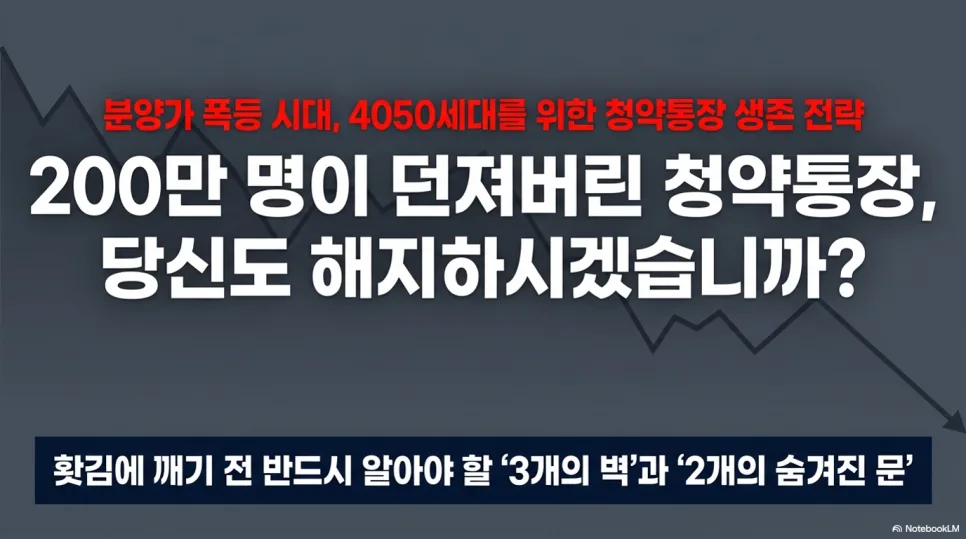 청약통장 유지 vs 해지 2026: 4050세대 현실적 선택 가이드