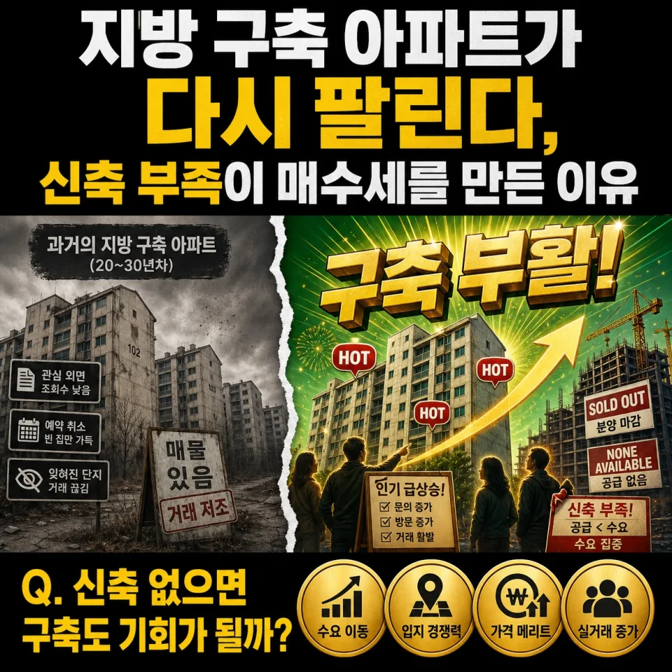 지방 구축 아파트 인기 재점화 2026: 신축 부족이 만든 기회 분석