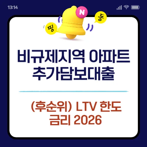 비규제지역 아파트 후순위 대출 LTV 한도 및 금리 2026년 전망