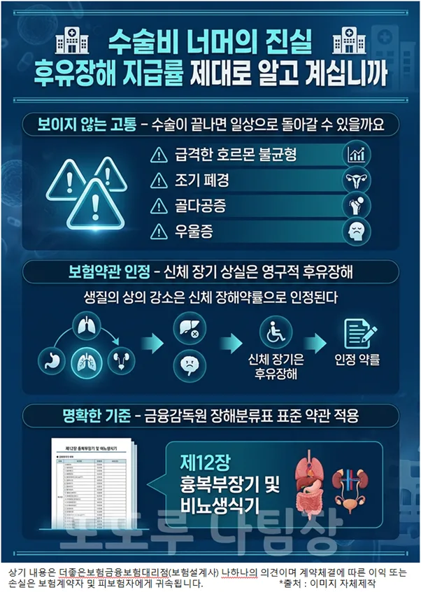여성 수술비보험, 난소 절제 시 후유장해 50% 받는 법 2026 2