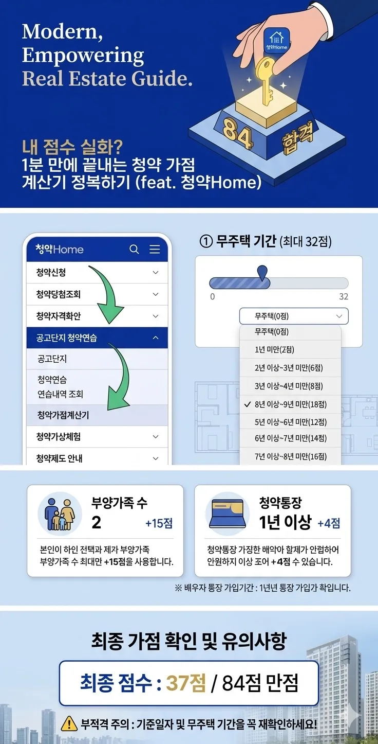 2026년 청약 가점 계산 완벽 정복: 1분 만에 끝내는 방법