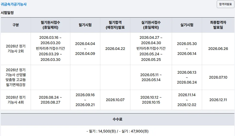 귀금속 가공 기능사 외부평가 완벽 대비 2026: 필기+실기 합격 전략 2
