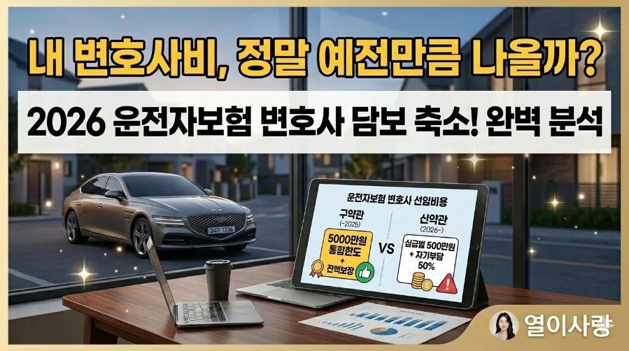 2026년 운전자보험 변호사비, 얼마나 줄어들까? 핵심 비교 2026