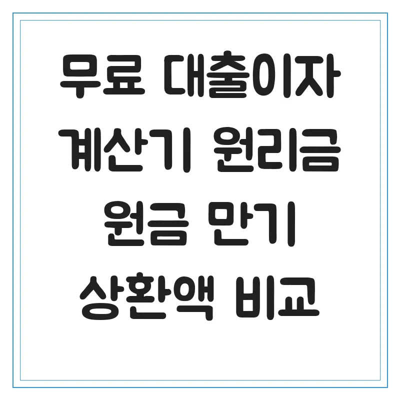 2026년 무료 대출이자 계산기 활용법: 원리금 상환액 비교