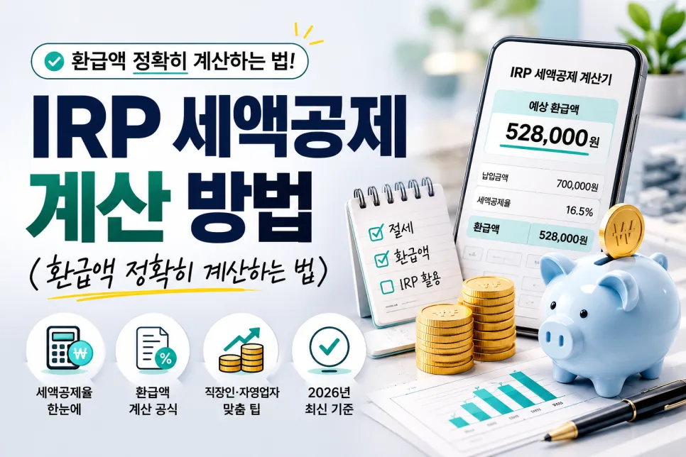 IRP 세액공제 환급액 2026년, 연봉별 계산법 완벽 정리