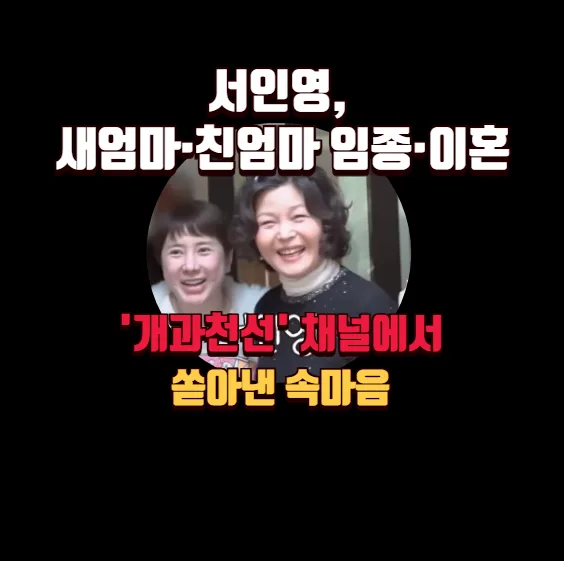 서인영, 새엄마·친엄마·이혼 심경 고백 2026년 '개과천선' 근황 — 스타·아이돌 — banguseok_economist
