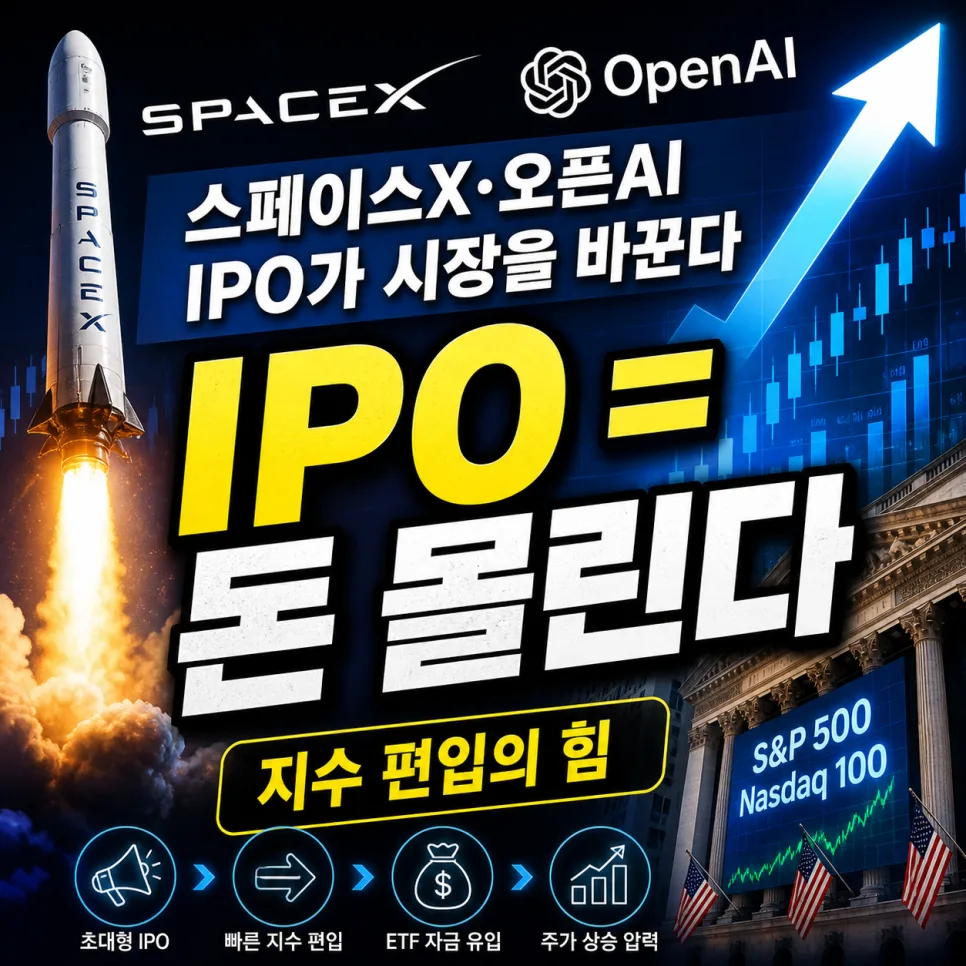 스페이스X·오픈AI IPO: 2026년 지수 편입 조건 완화와 시장 변화