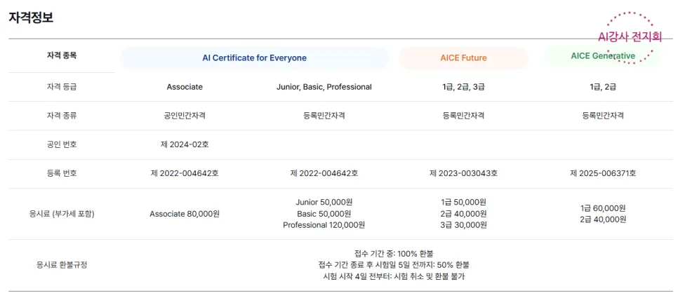 AICE 자격증 종류별 난이도와 응시 조건 2026년 총정리 2