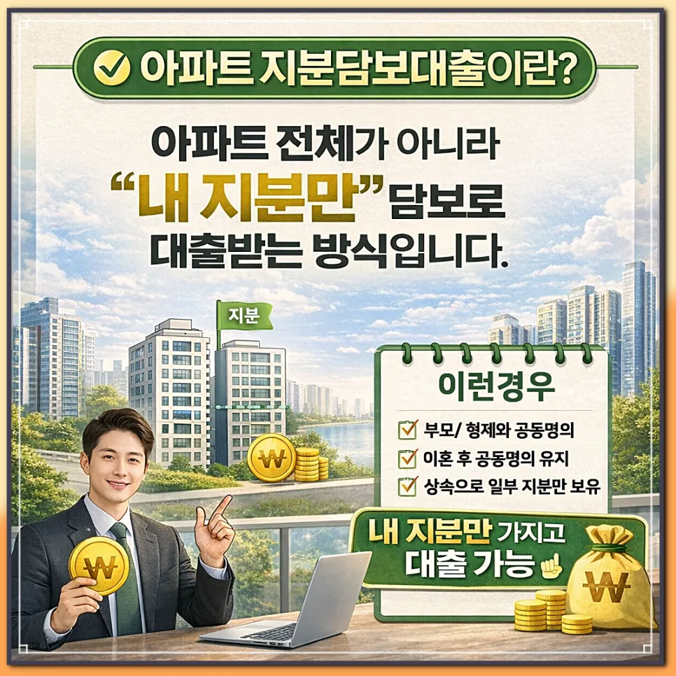 공동명의 아파트지분담보대출, 배우자 동의 없이 추가 자금 확보 2026 3