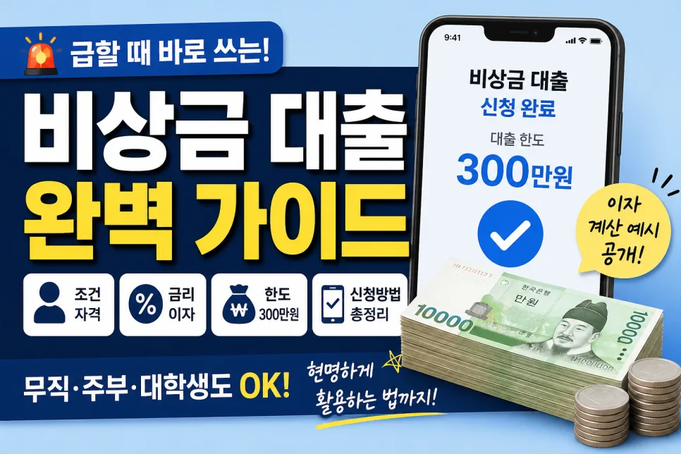 비상금 대출, 2026년 현실 조건과 이자율 완벽 분석