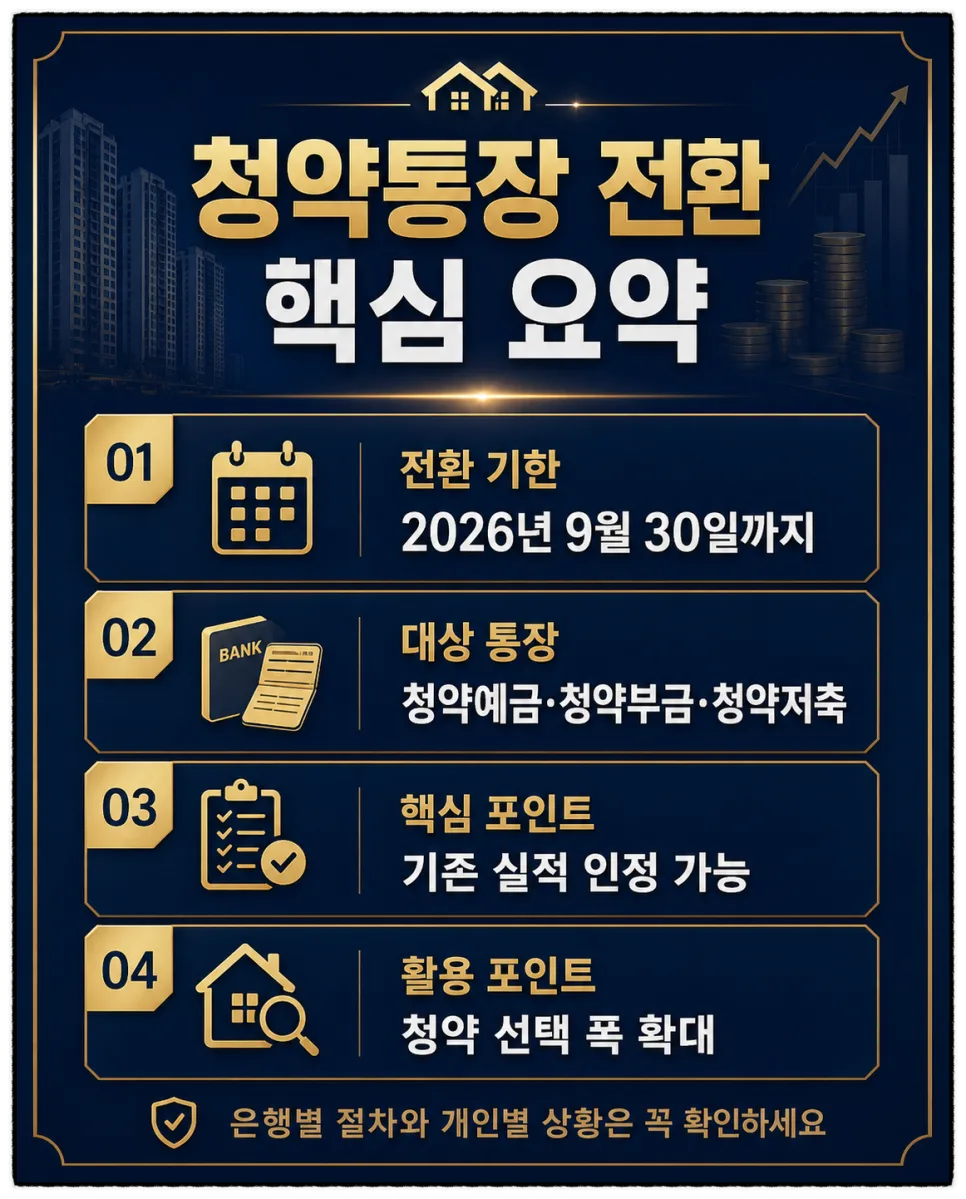 청약통장 전환 2026년까지 연장? 기존 통장 활용법 총정리 2