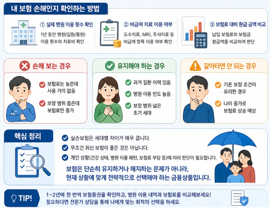 실손보험 세대별 차이점 2026: 내 보험이 손해인지 확인하는 법 2